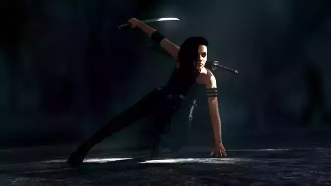 Rogue Rigged Female Model with Facial Blend shapes Low-poly 3D model Rogue Rigged Female Model with Facial Blend shapes Low-poly 3D model