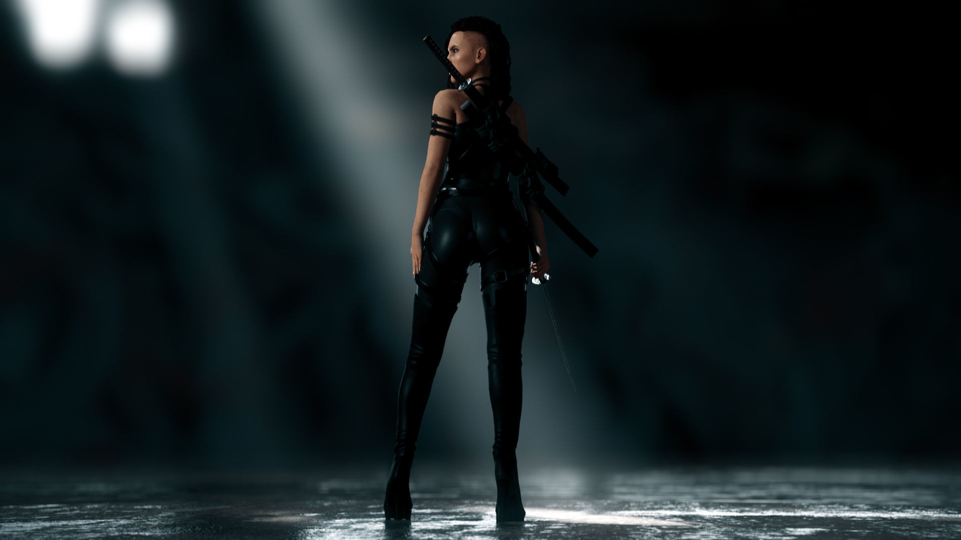 Rogue Rigged Female Model with Facial Blend shapes Low-poly 3D model_1