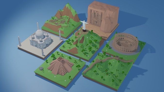 7 Wonders of the World - Bundle Low-poly 3D model