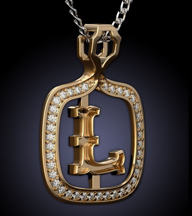 L Letter Pendant 3D print model_1