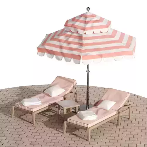 Beach lounge outdoor set 9 3D model