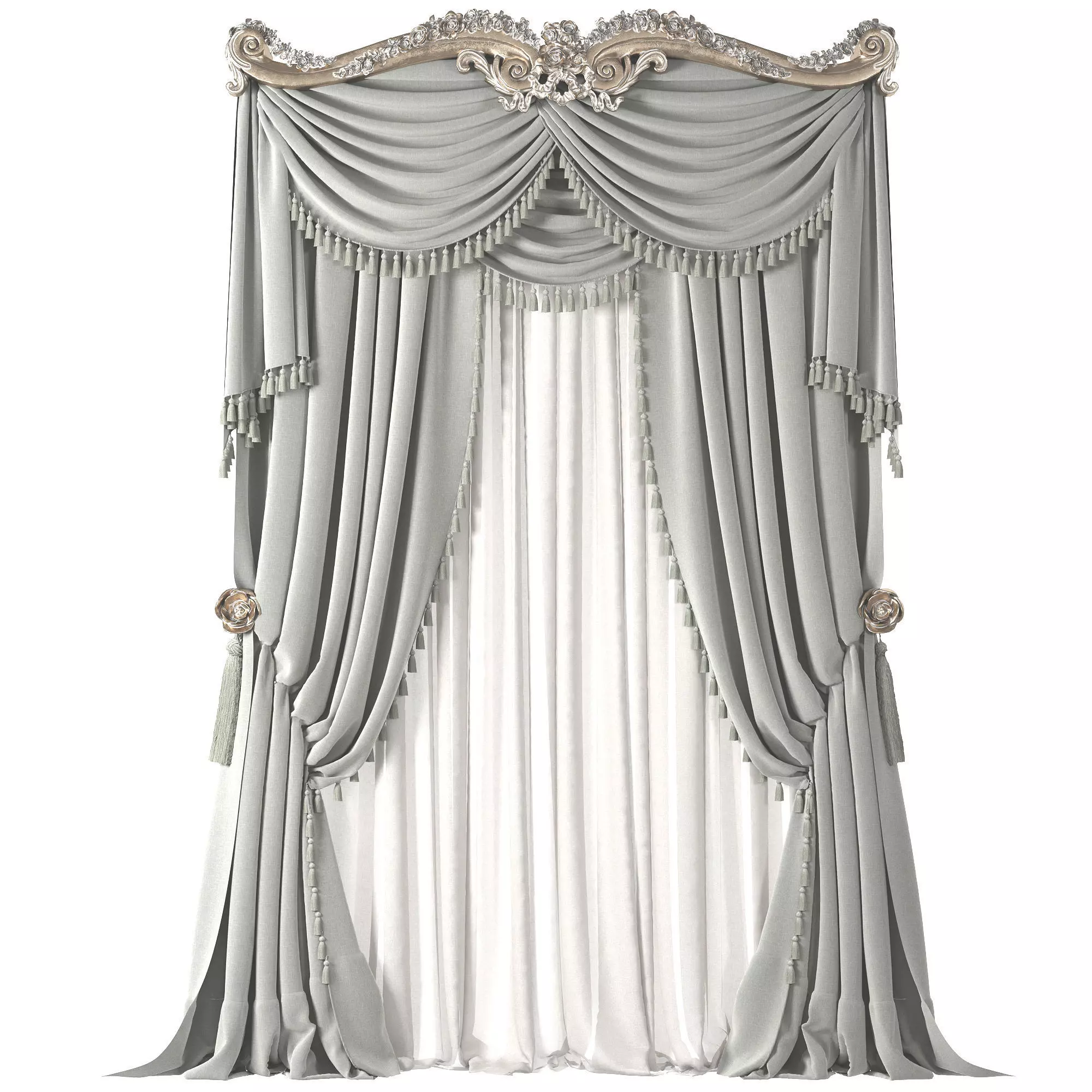 classical curtain 3D model_0
