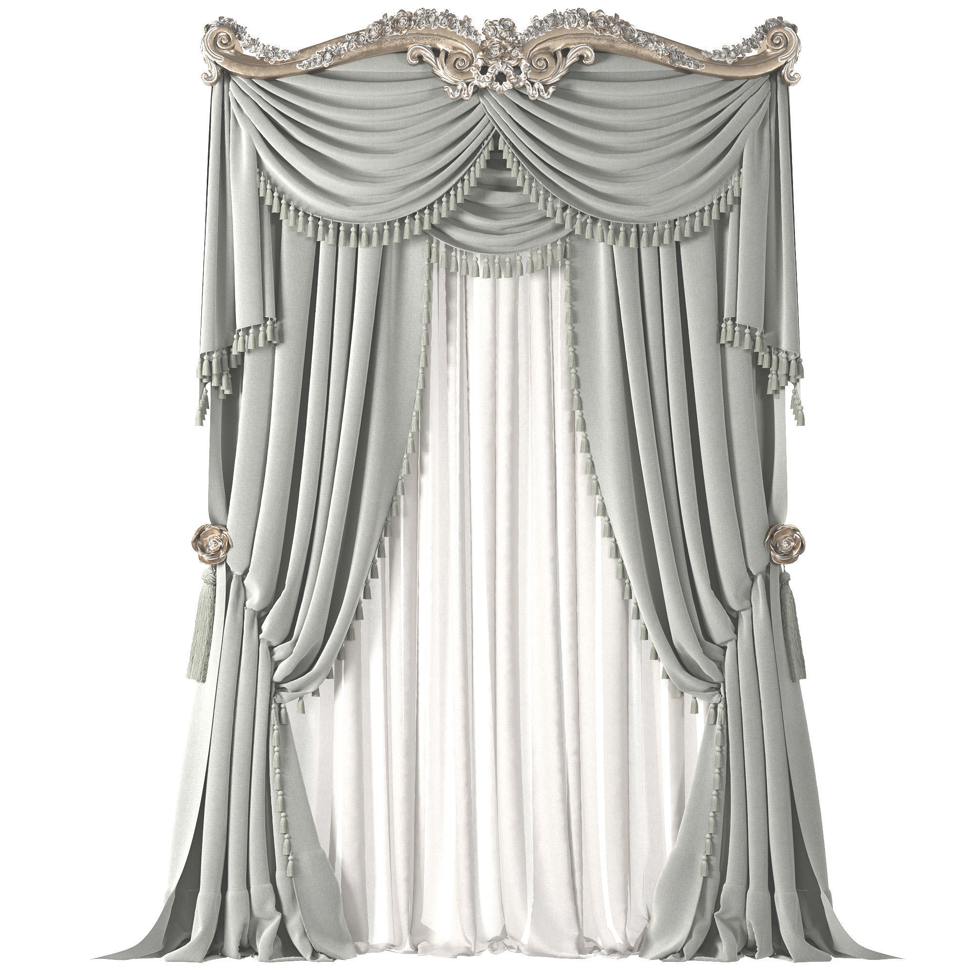 classical curtain 3D model_8