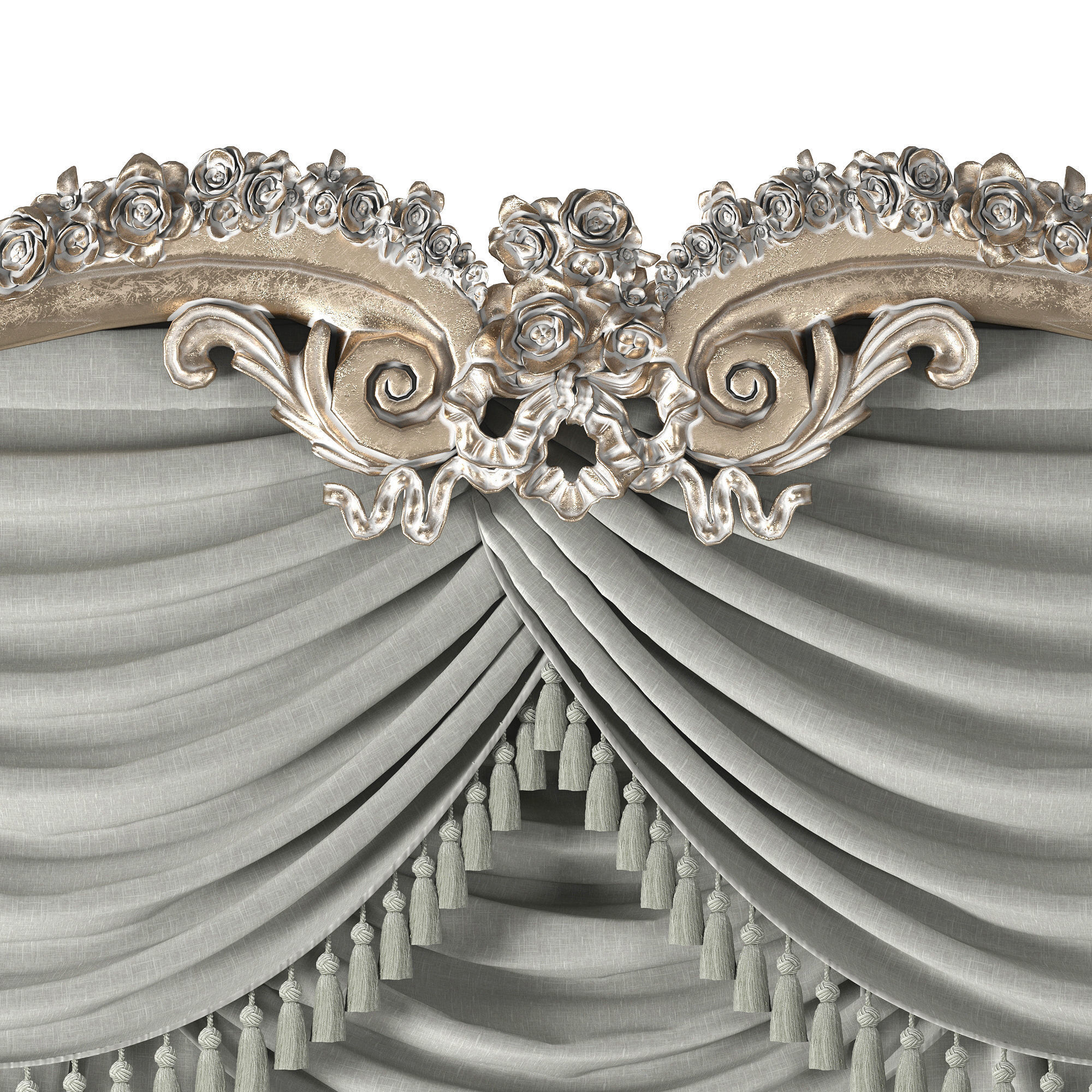 classical curtain 3D model_2