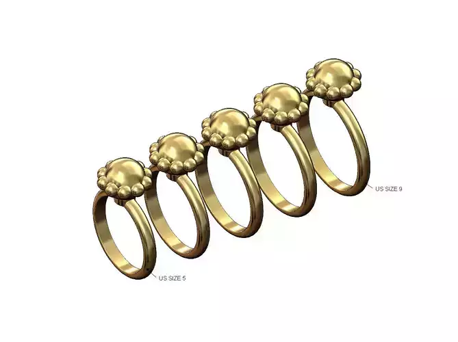 Beaded 8mm gold ball ring US size 5to9