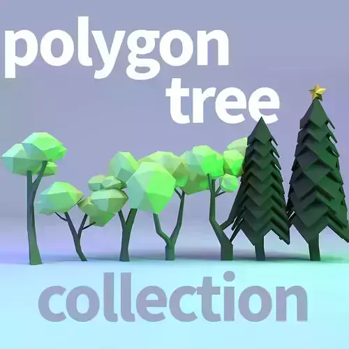 Low Poly Polygon Tree Collection  Low-poly 3D model