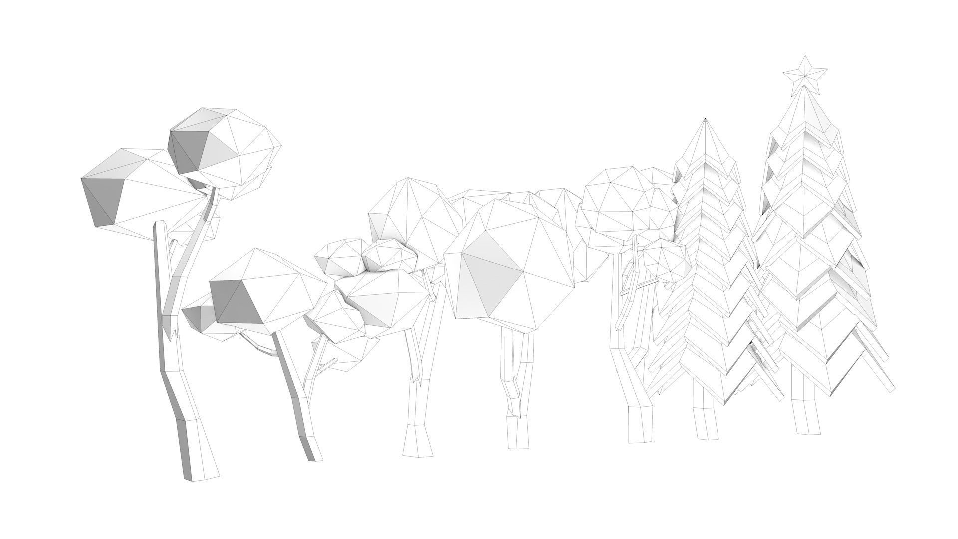 Low Poly Polygon Tree Collection  Low-poly 3D model_15