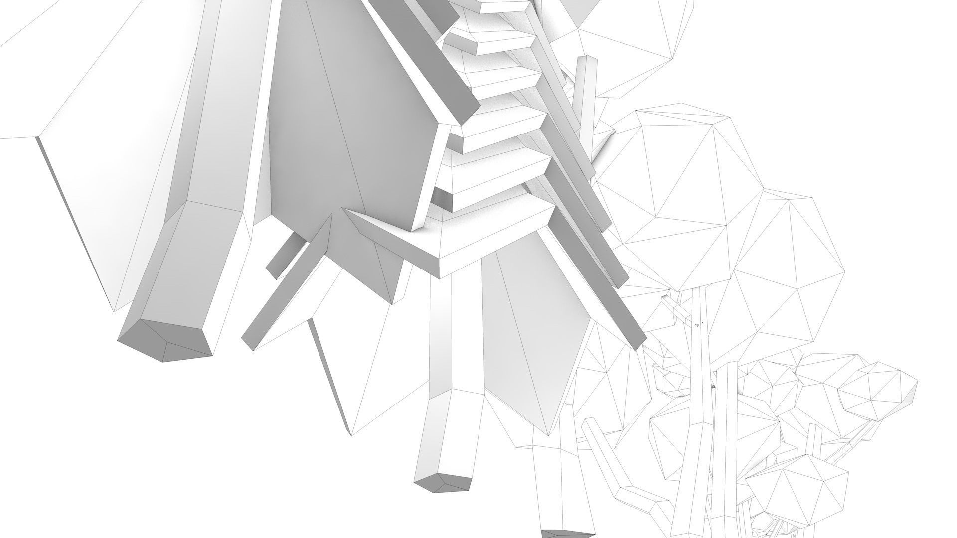 Low Poly Polygon Tree Collection  Low-poly 3D model_13