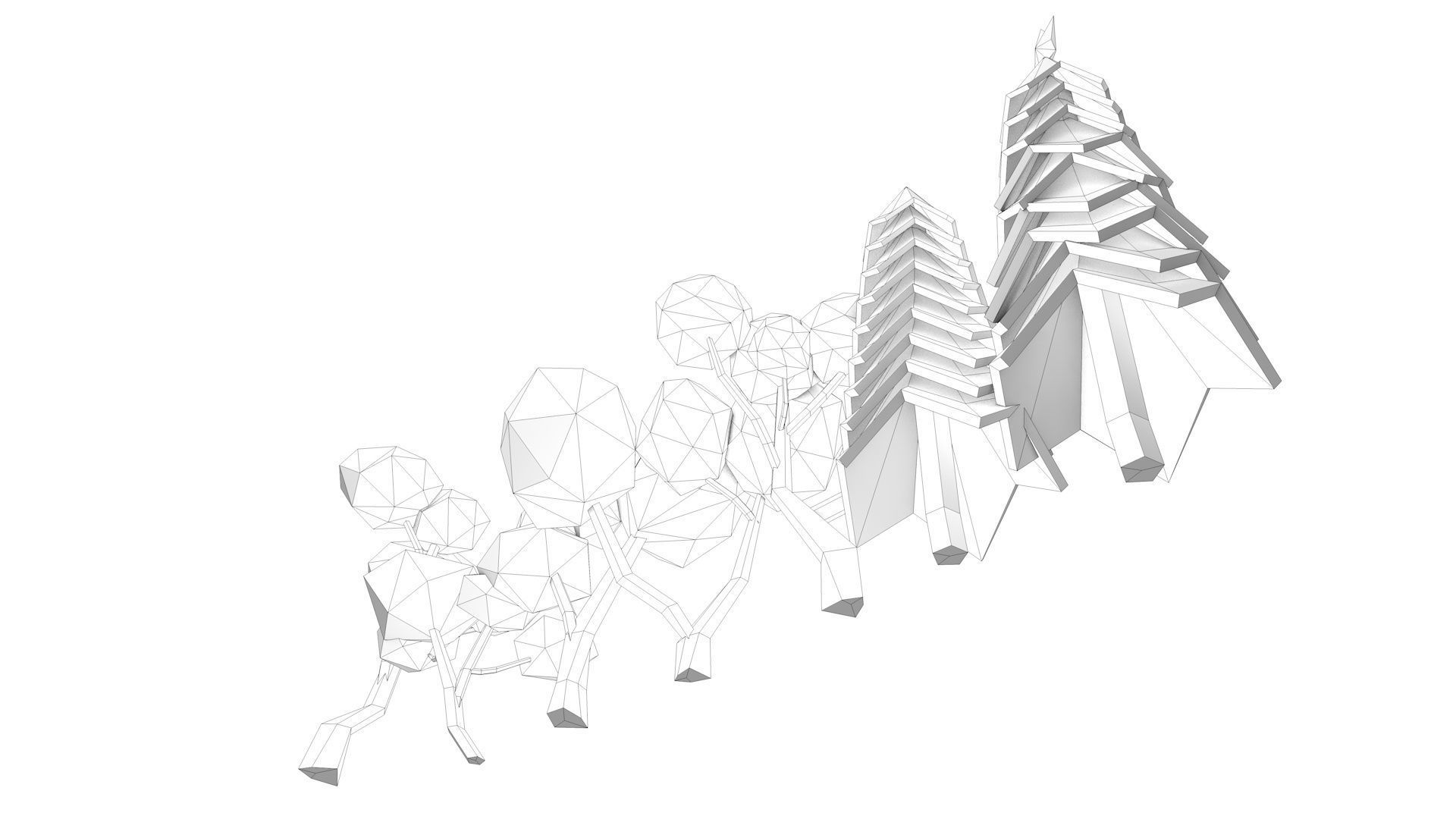 Low Poly Polygon Tree Collection  Low-poly 3D model_14