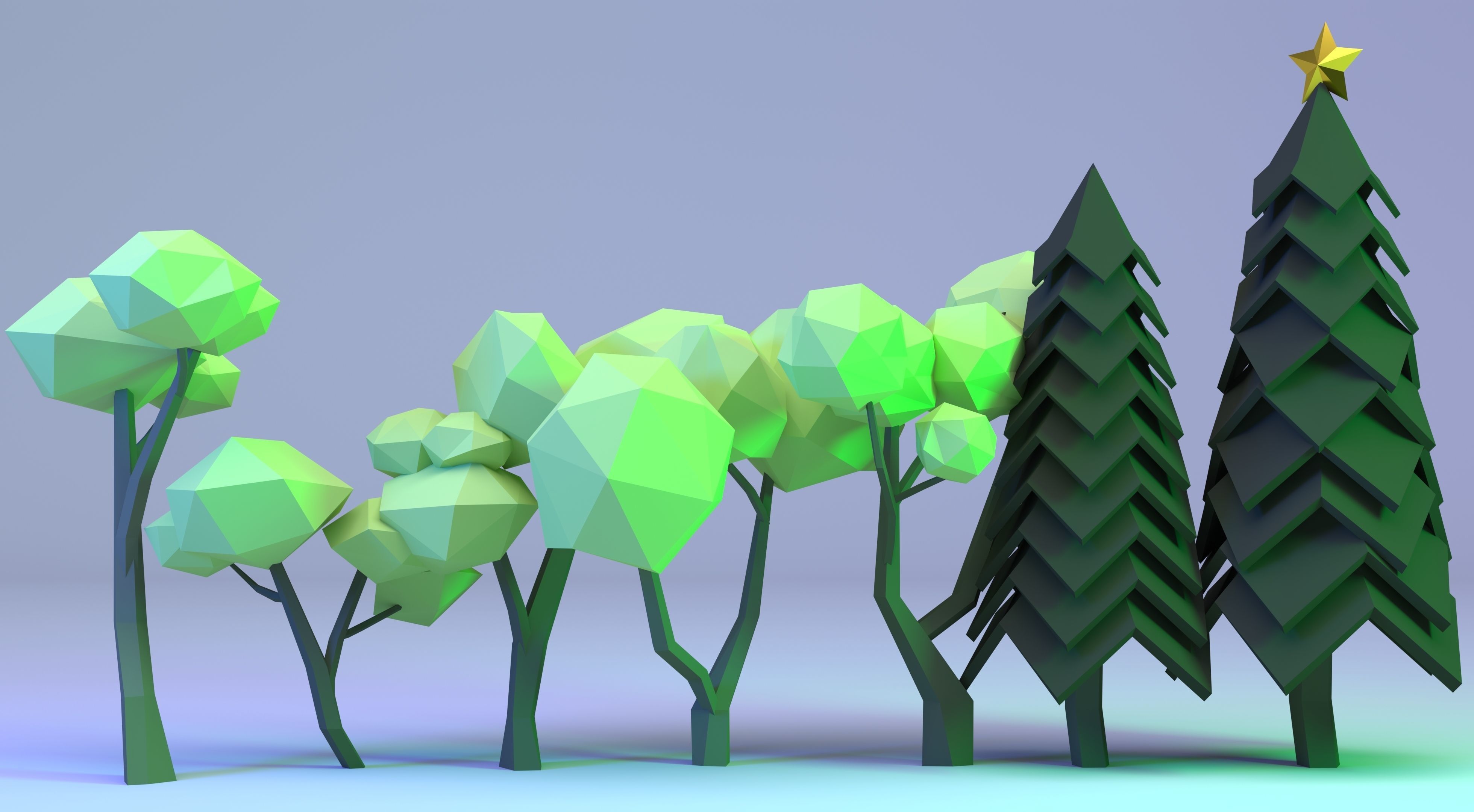 Low Poly Polygon Tree Collection  Low-poly 3D model_5