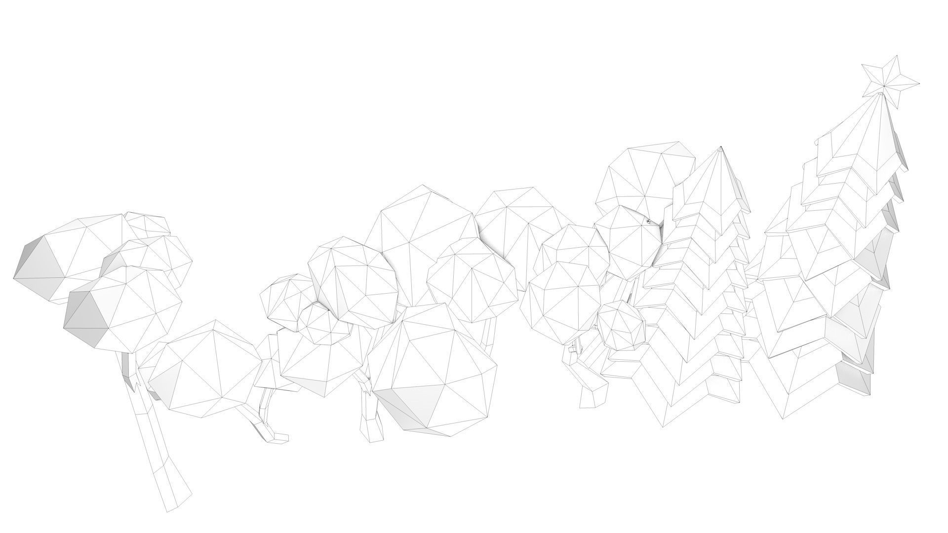 Low Poly Polygon Tree Collection  Low-poly 3D model_12