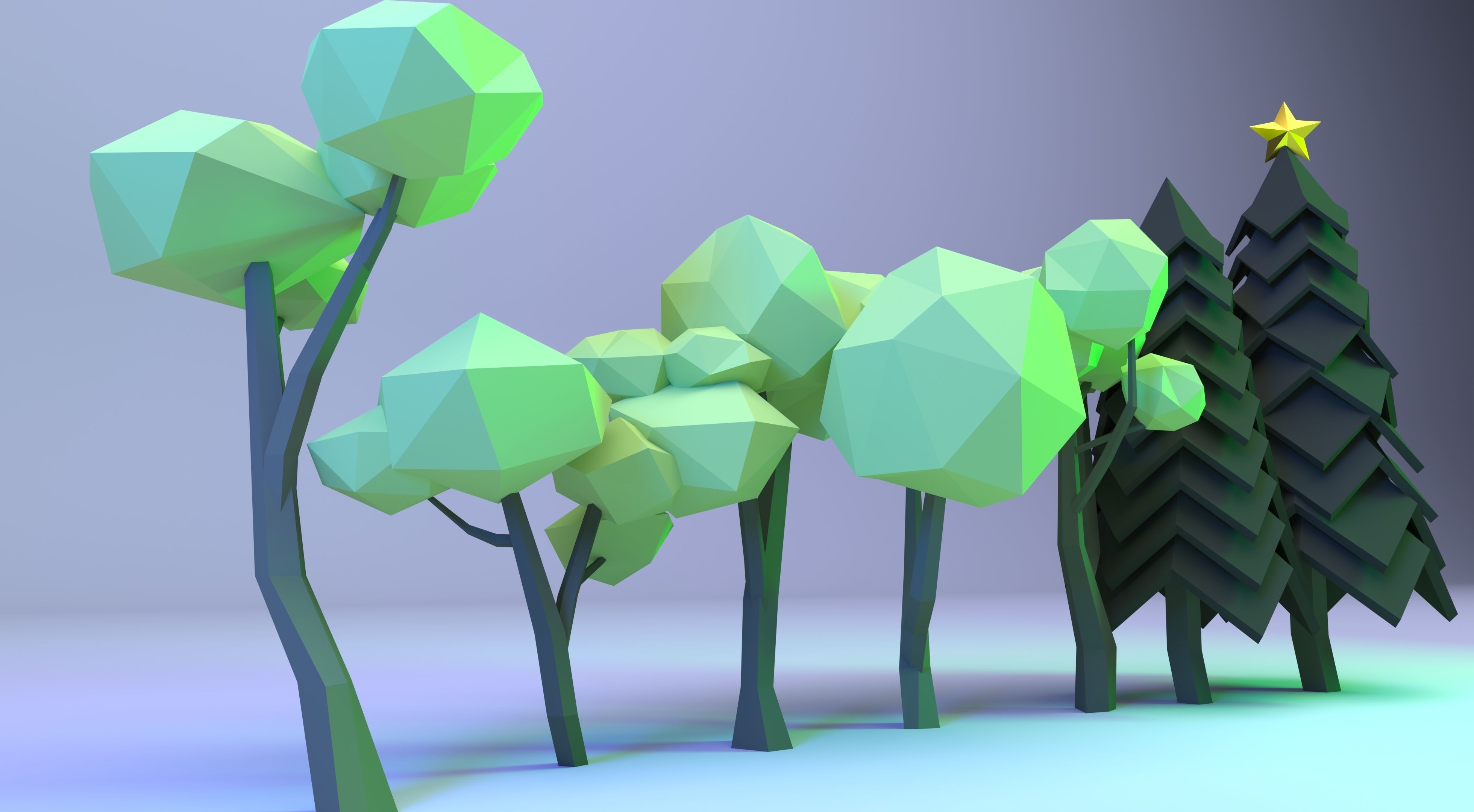 Low Poly Polygon Tree Collection  Low-poly 3D model_7