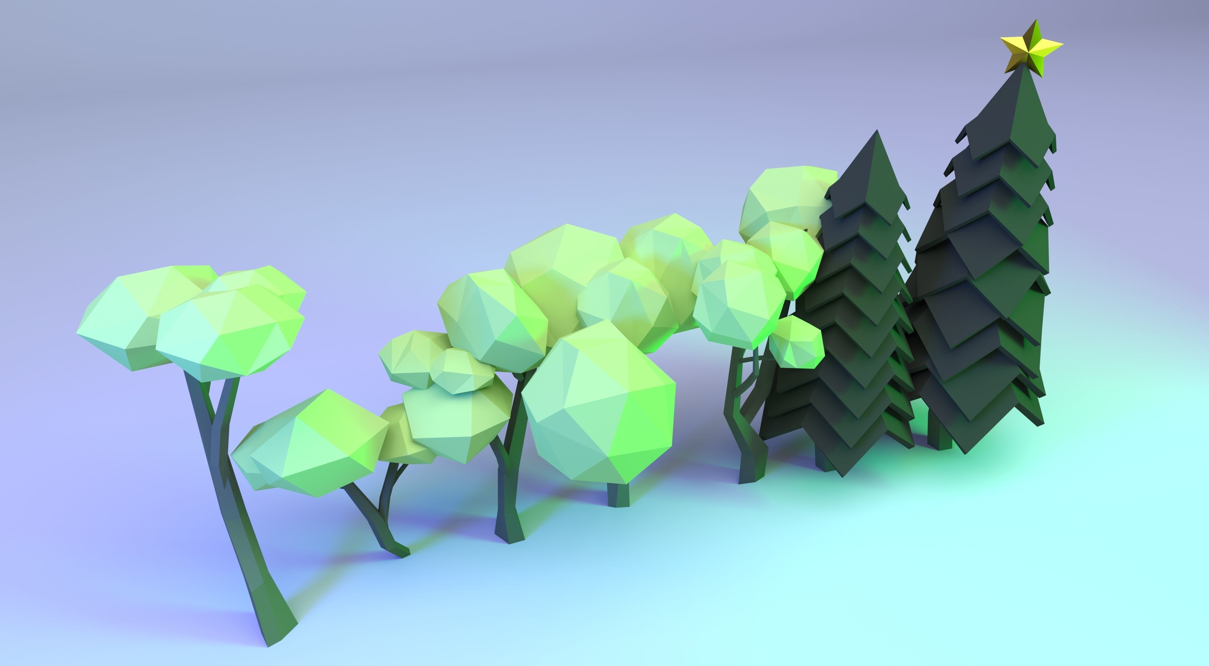 Low Poly Polygon Tree Collection  Low-poly 3D model_2