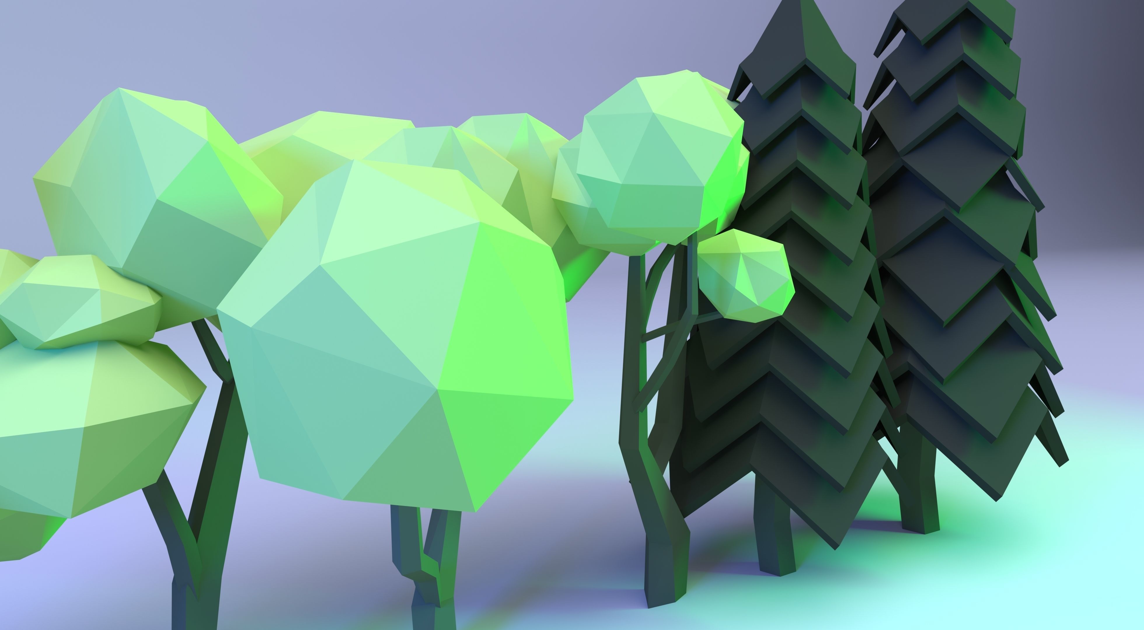Low Poly Polygon Tree Collection  Low-poly 3D model_6