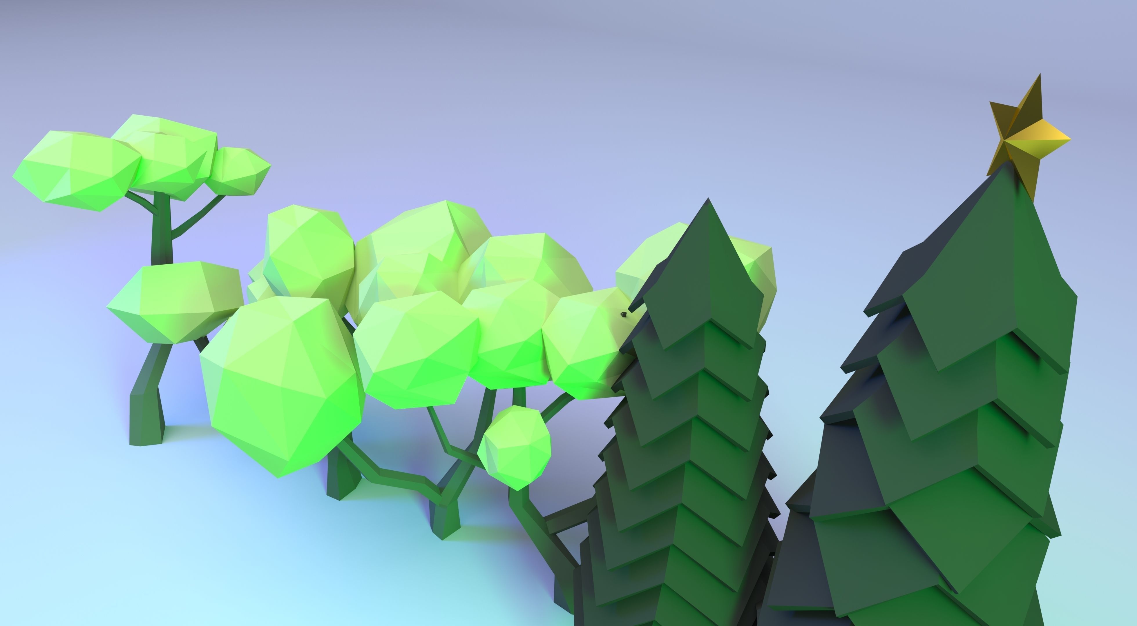 Low Poly Polygon Tree Collection  Low-poly 3D model_3