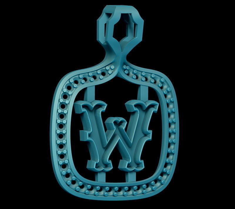 W Letter Pendant 3D print model_3