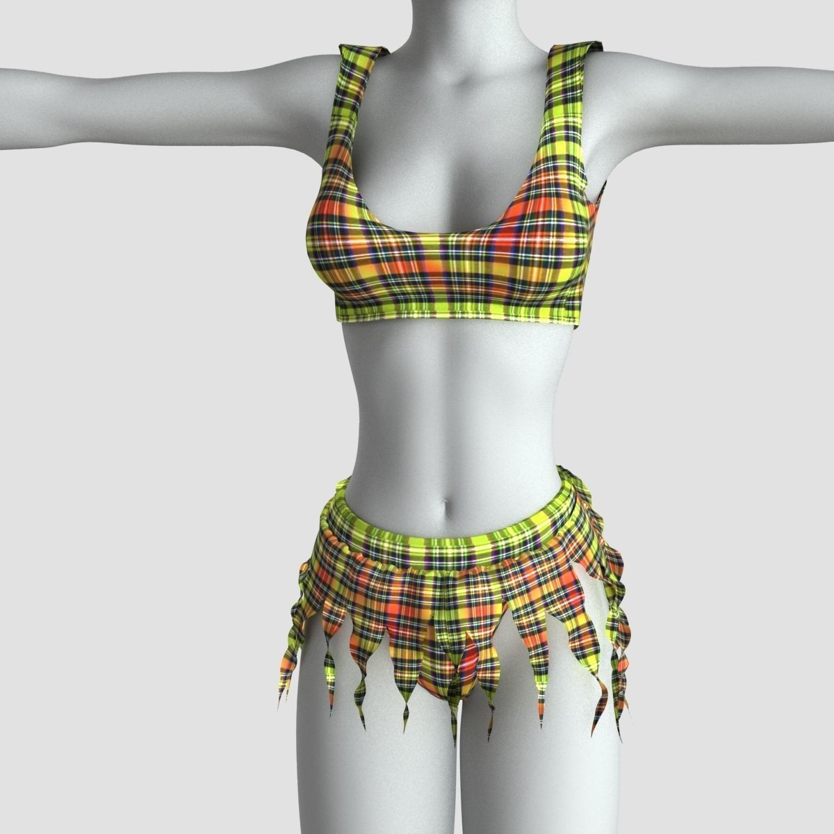 Young woman or girl swimsuit 3D model_2