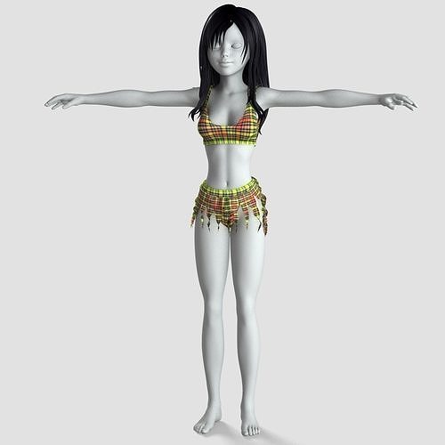 Young woman or girl swimsuit 3D model