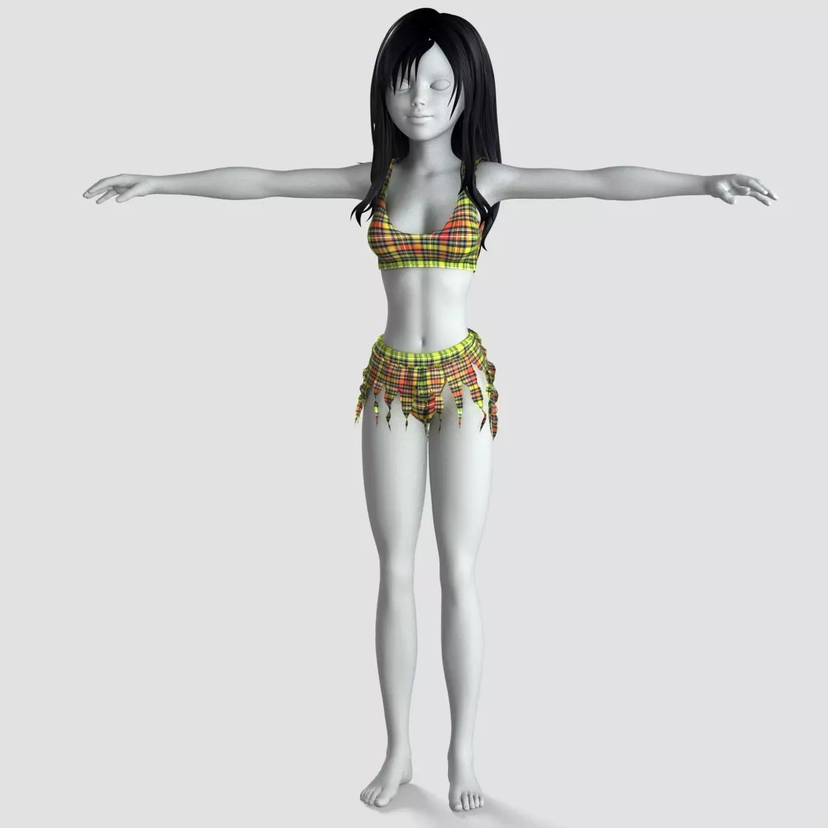 Young woman or girl swimsuit 3D model_0