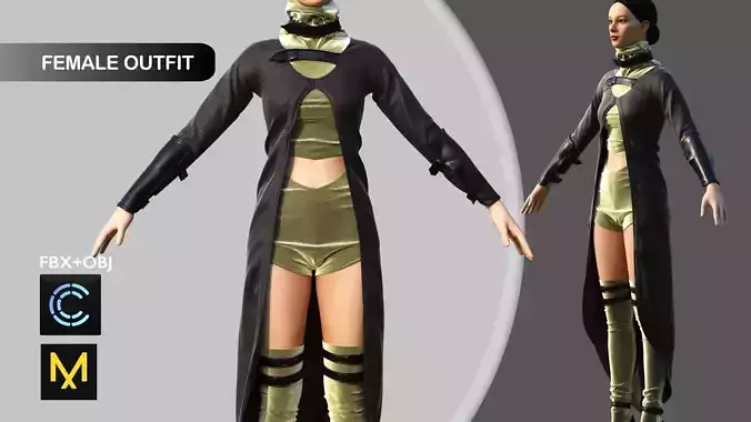 Female Fantasy Outfit VII Marvelous Designer 3D model