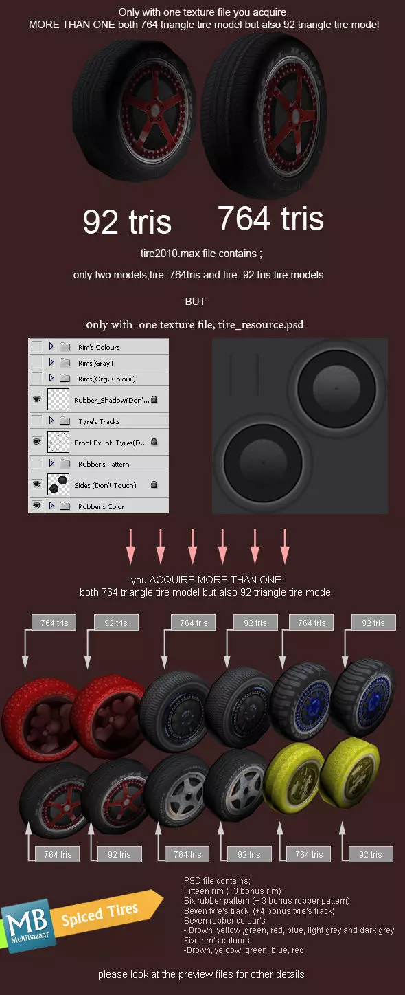 Spiced Tire Low-poly 3D model_0