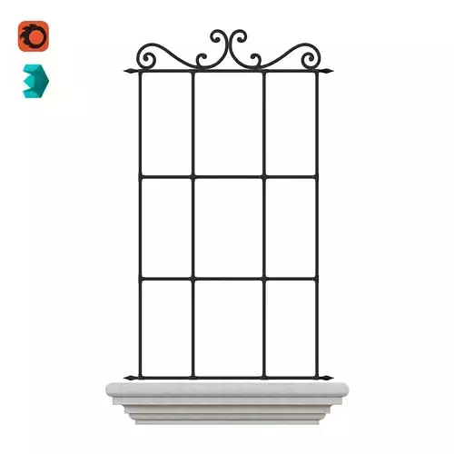 Fence wrought iron window frame 3D model