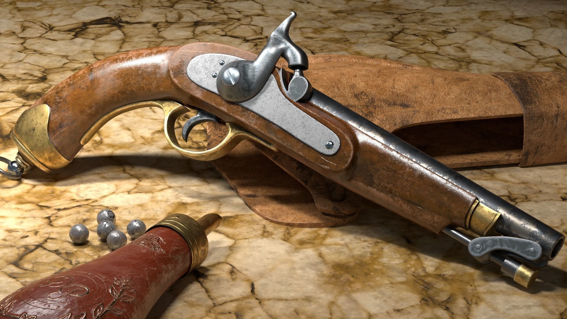 Colt G Mordant 1846 Low-poly 3D model_6