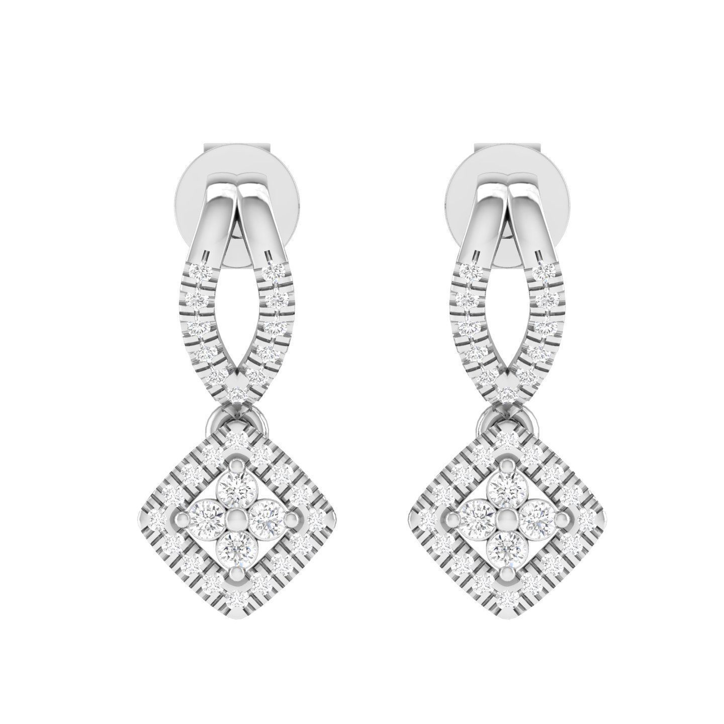 Women Square Earrings 3dm stl render detail  3D print model_3
