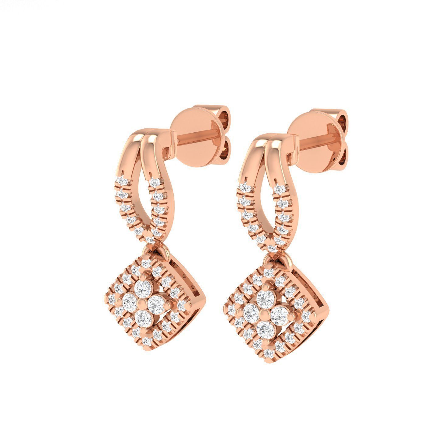 Women Square Earrings 3dm stl render detail  3D print model_2