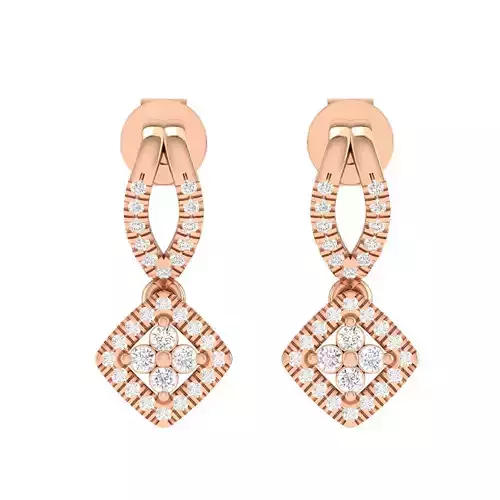 Women Square Earrings 3dm stl render detail  3D print model