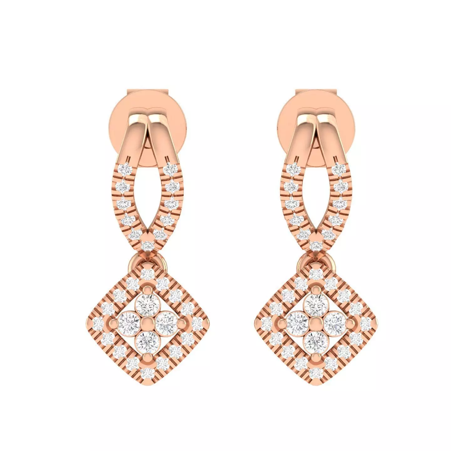 Women Square Earrings 3dm stl render detail  3D print model_0
