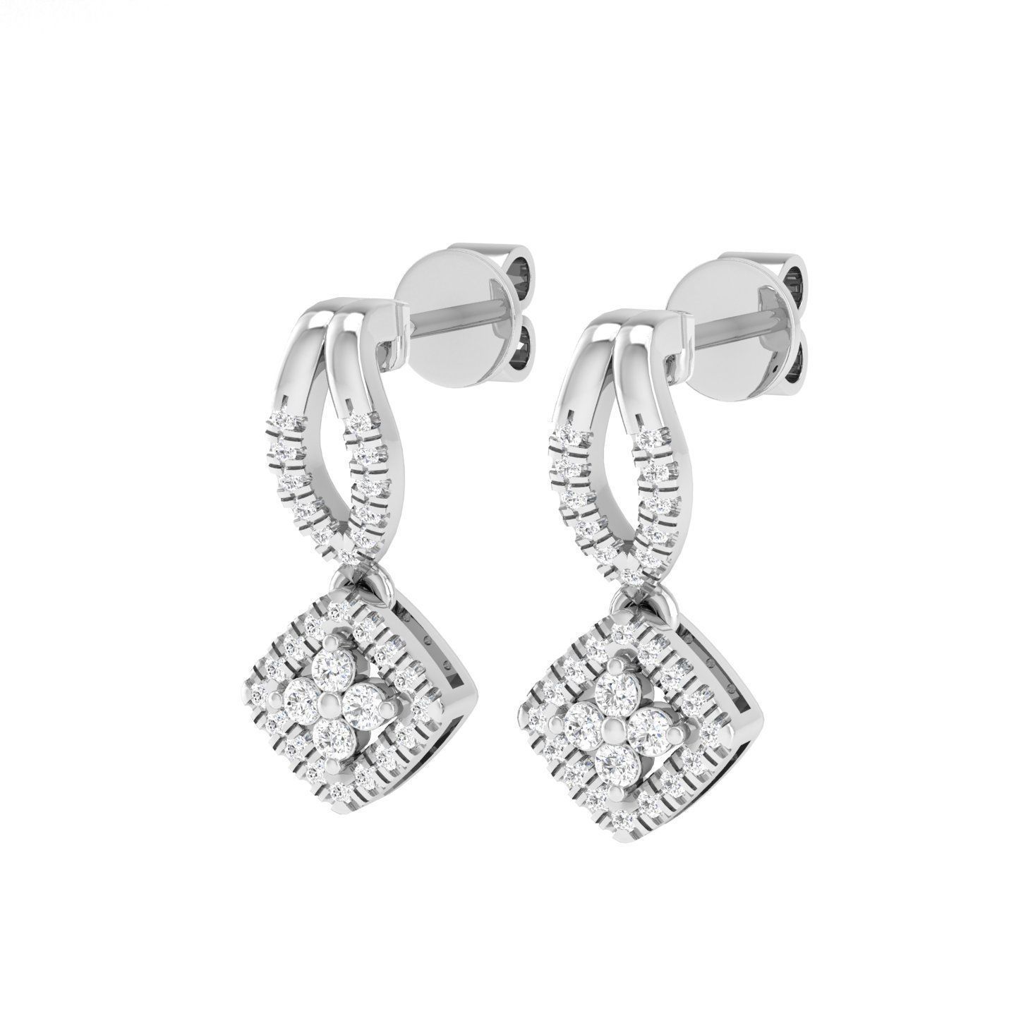 Women Square Earrings 3dm stl render detail  3D print model_5