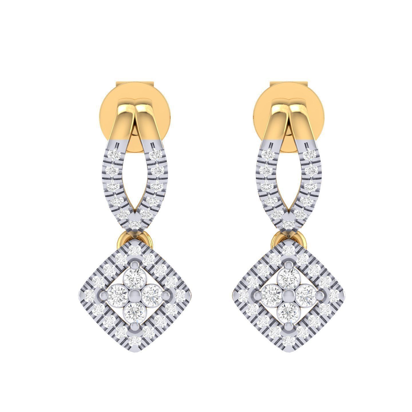 Women Square Earrings 3dm stl render detail  3D print model_6