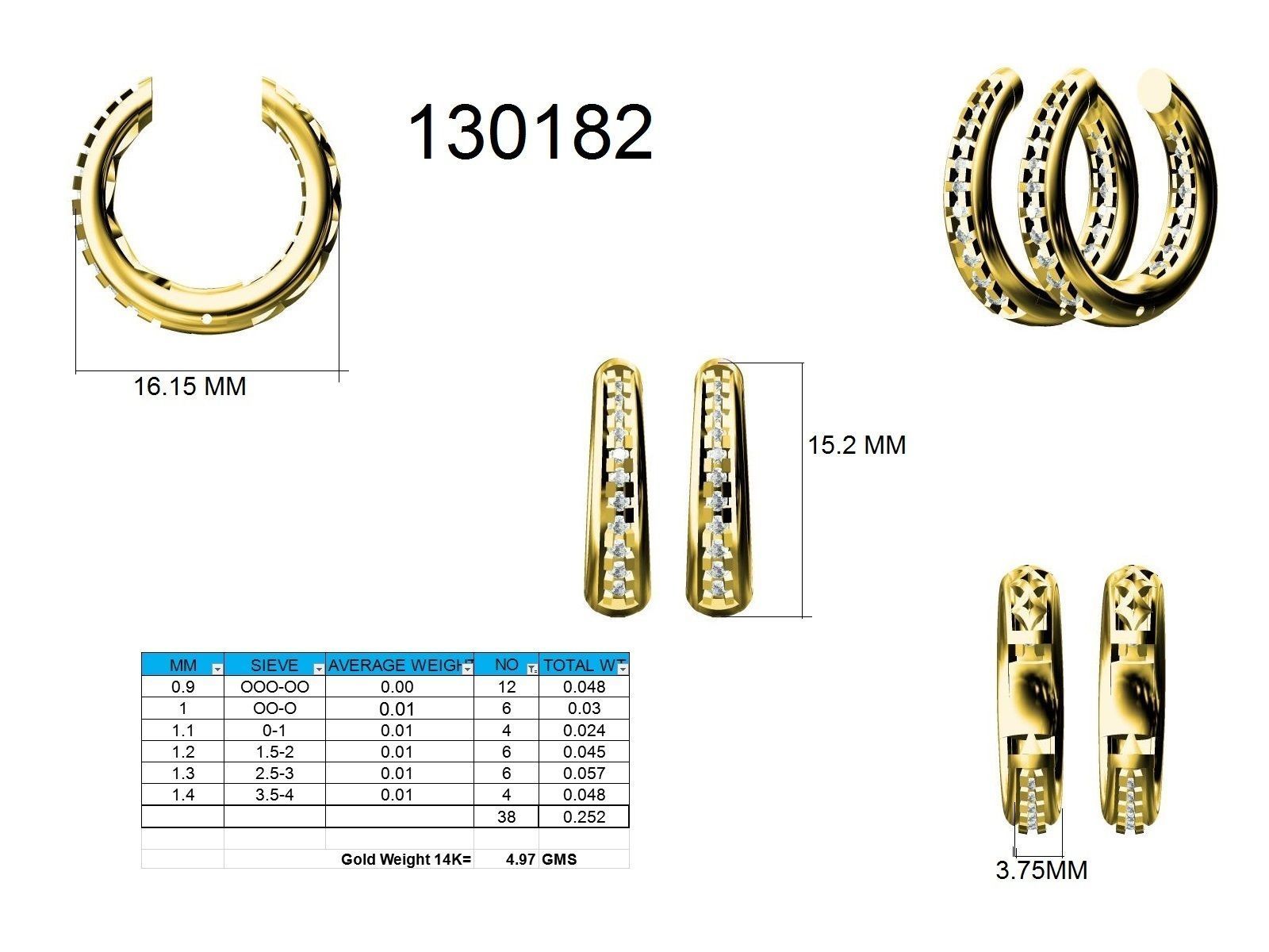 Women Earrings 3dm stl render detail  3D print model_9