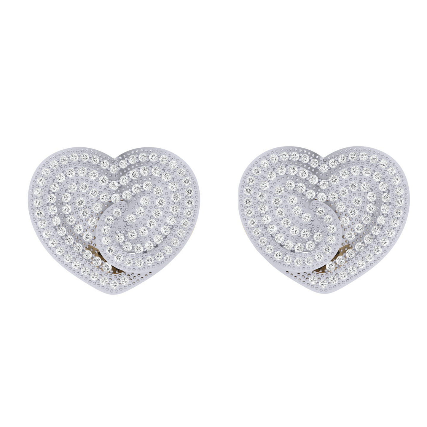 Women Heart Earrings 3dm stl render detail 3D print model_6