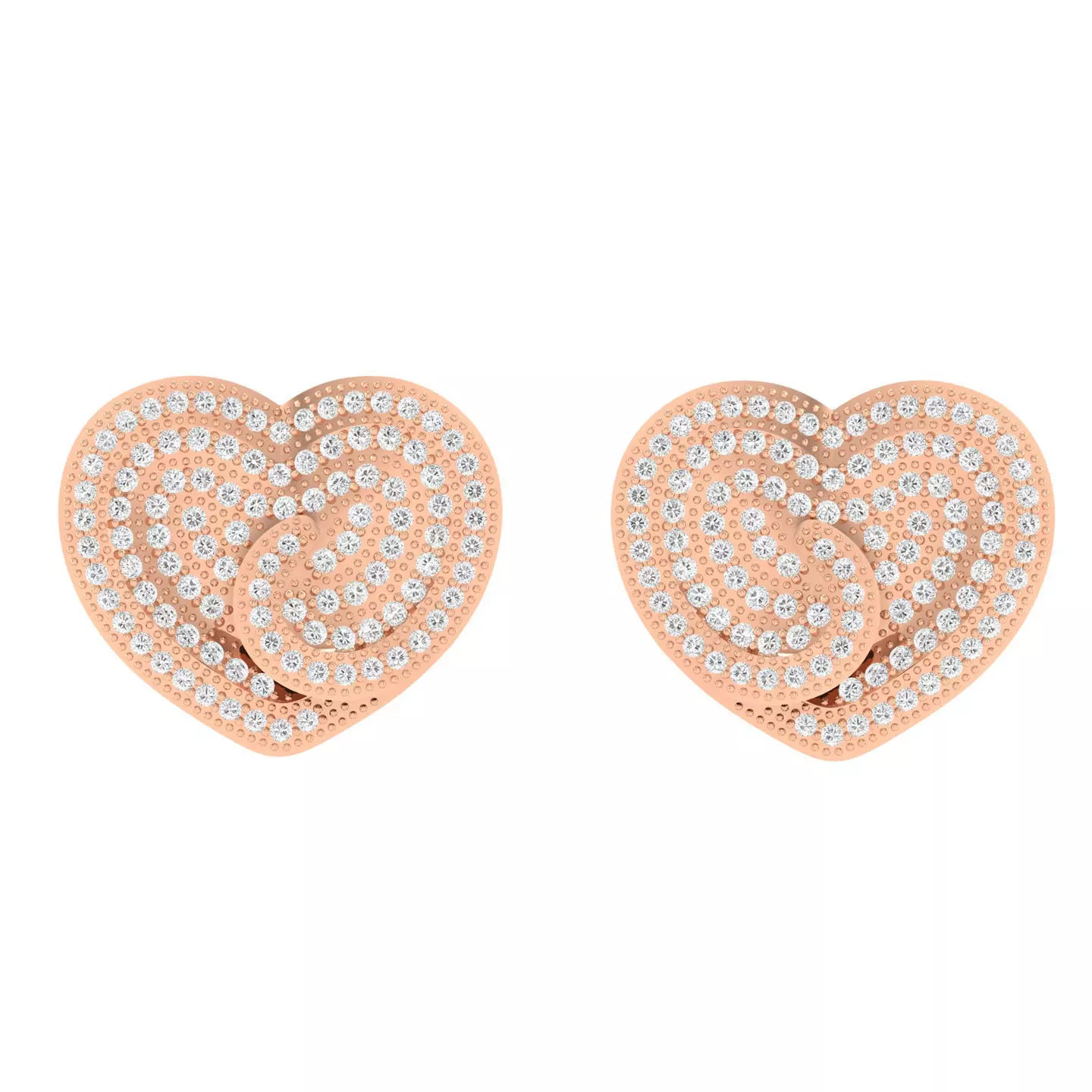 Women Heart Earrings 3dm stl render detail 3D print model_0