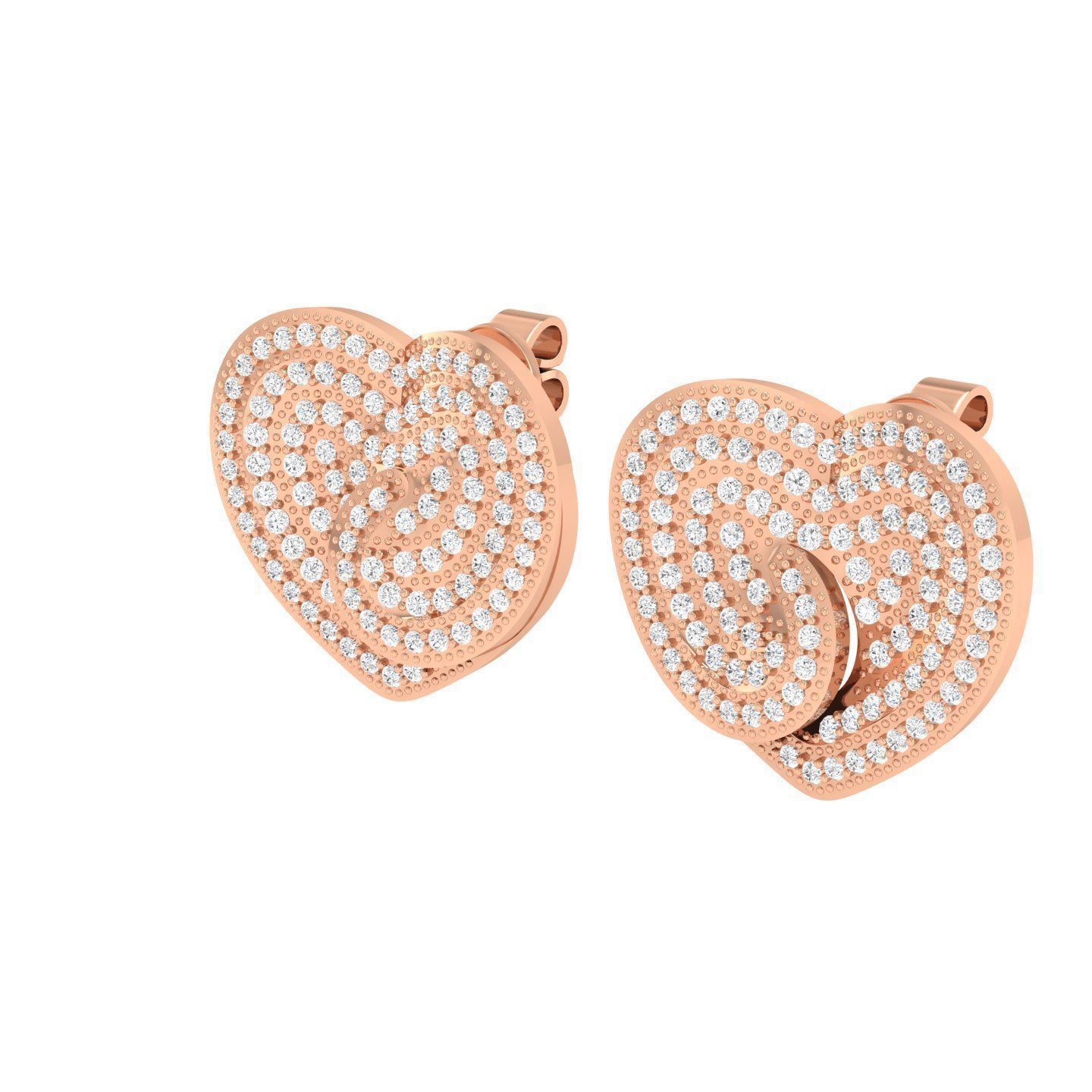 Women Heart Earrings 3dm stl render detail 3D print model_2