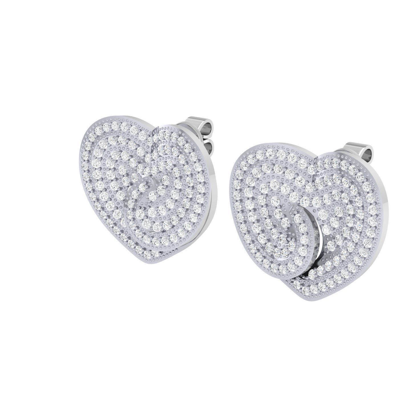 Women Heart Earrings 3dm stl render detail 3D print model_5