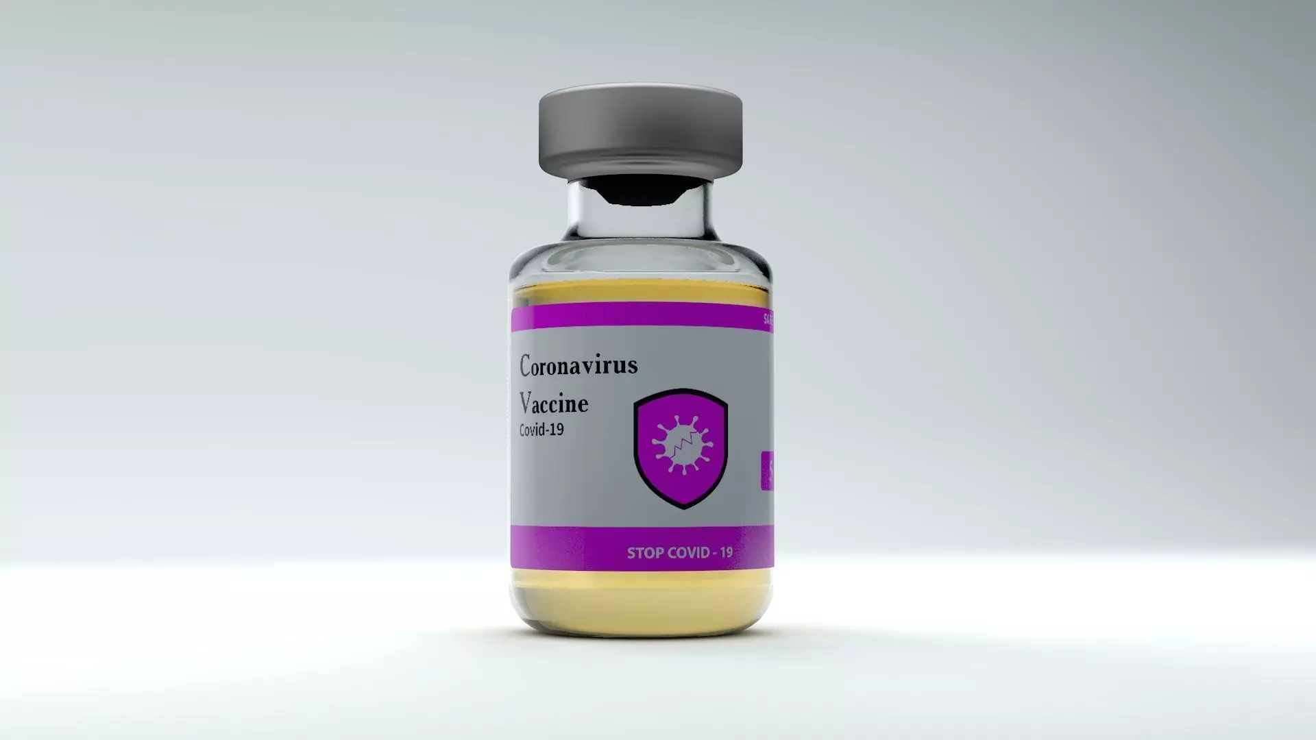 Bottle of covid-19 coronavirus vaccine 3D model