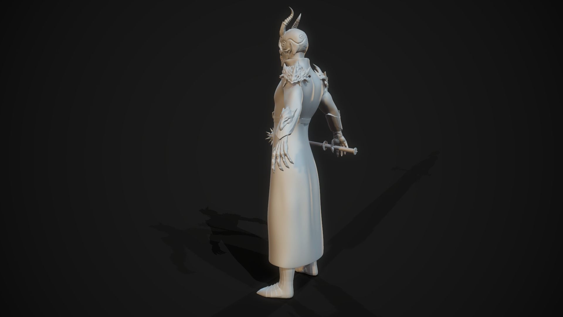 Demonologist man holding sword Free 3D model_11