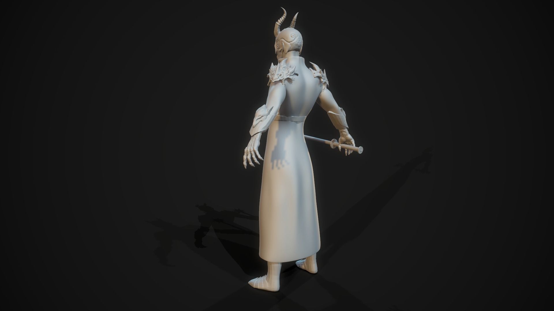 Demonologist man holding sword Free 3D model_10