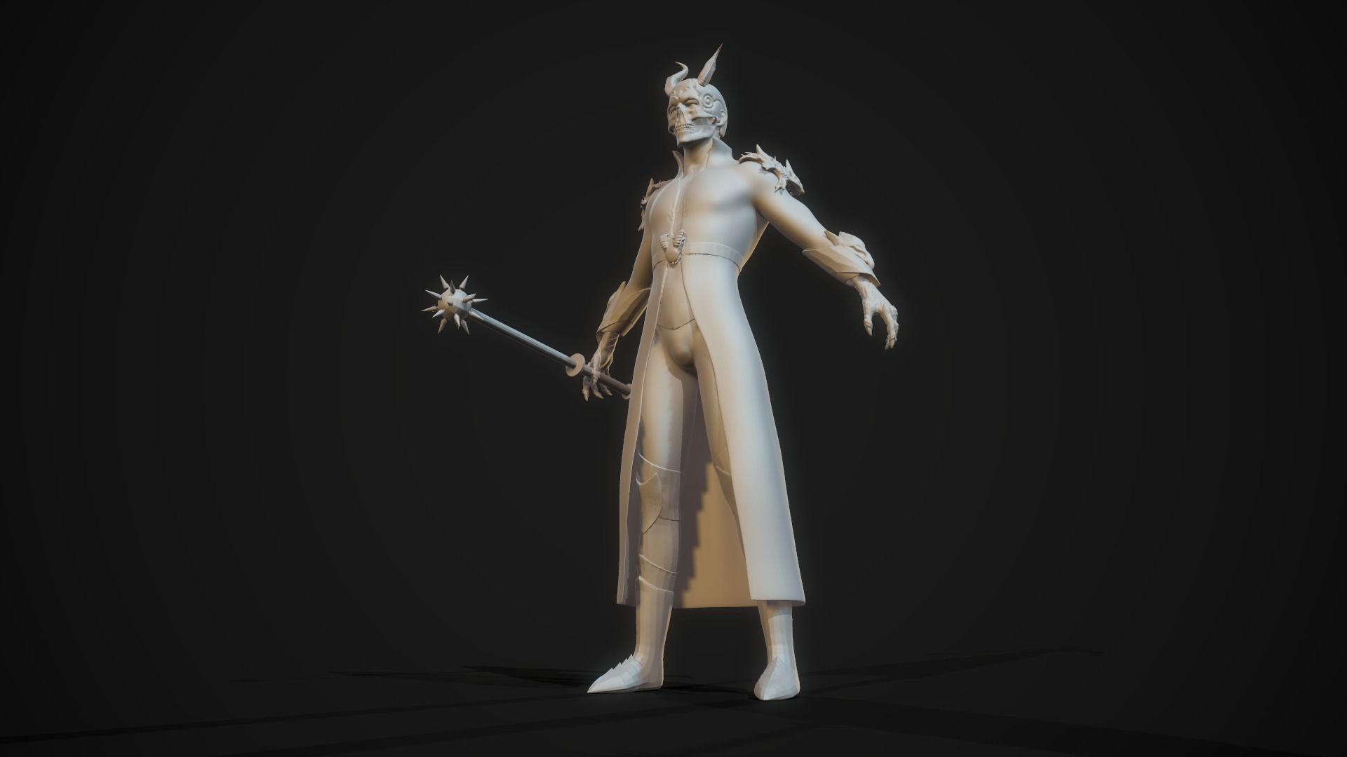 Demonologist man holding sword Free 3D model_18