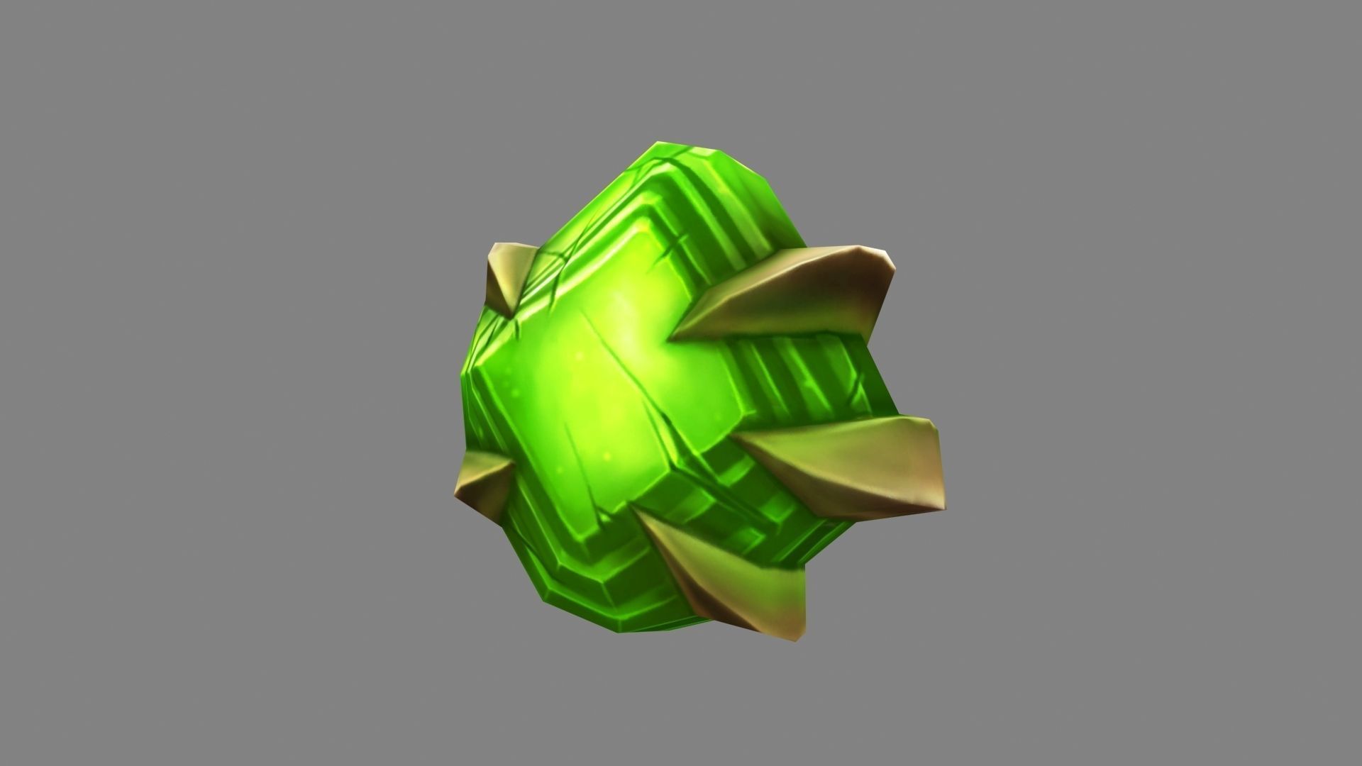 Cartoon Emerald - Green Agate - Jade - A magic weapon gem Low-poly 3D model_2