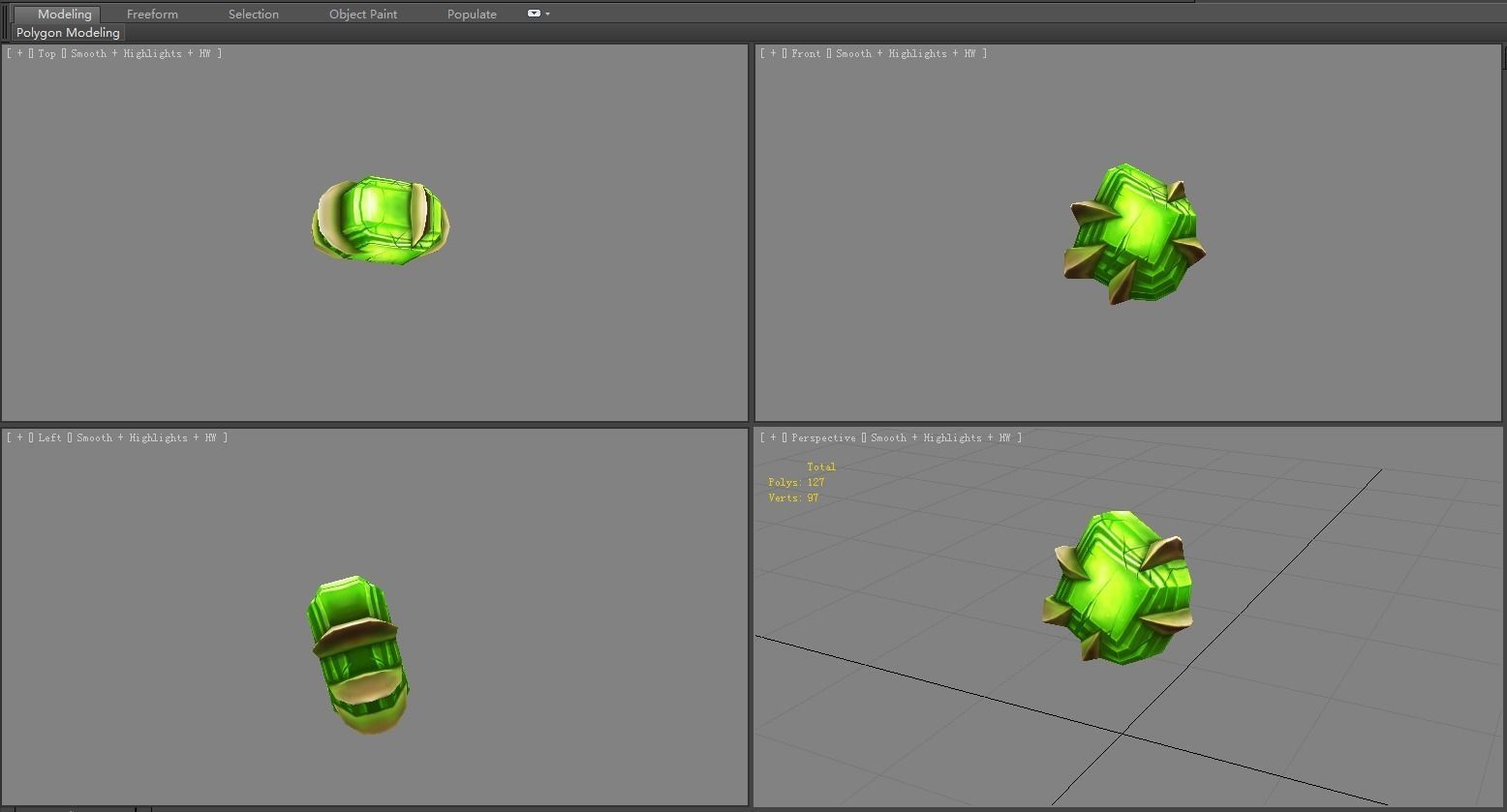 Cartoon Emerald - Green Agate - Jade - A magic weapon gem Low-poly 3D model_3