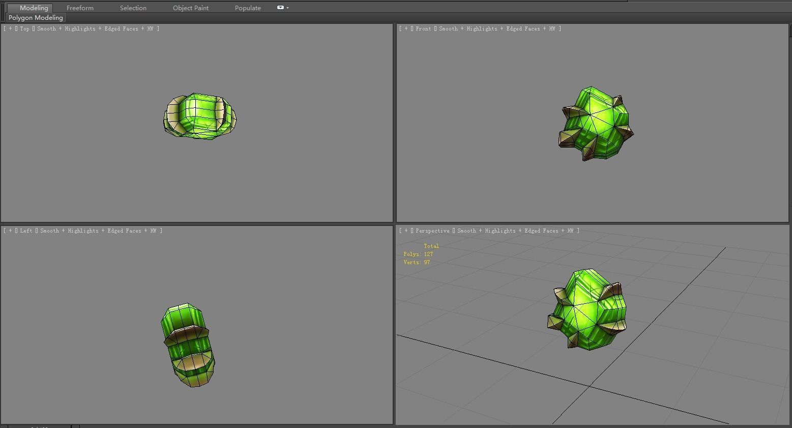 Cartoon Emerald - Green Agate - Jade - A magic weapon gem Low-poly 3D model_4