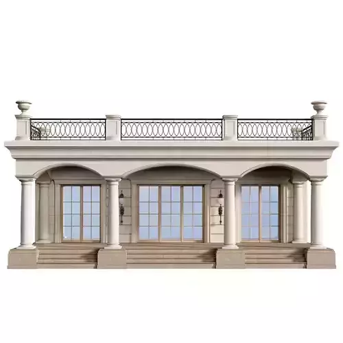 Entrance to the house porch- Facade in modern classic