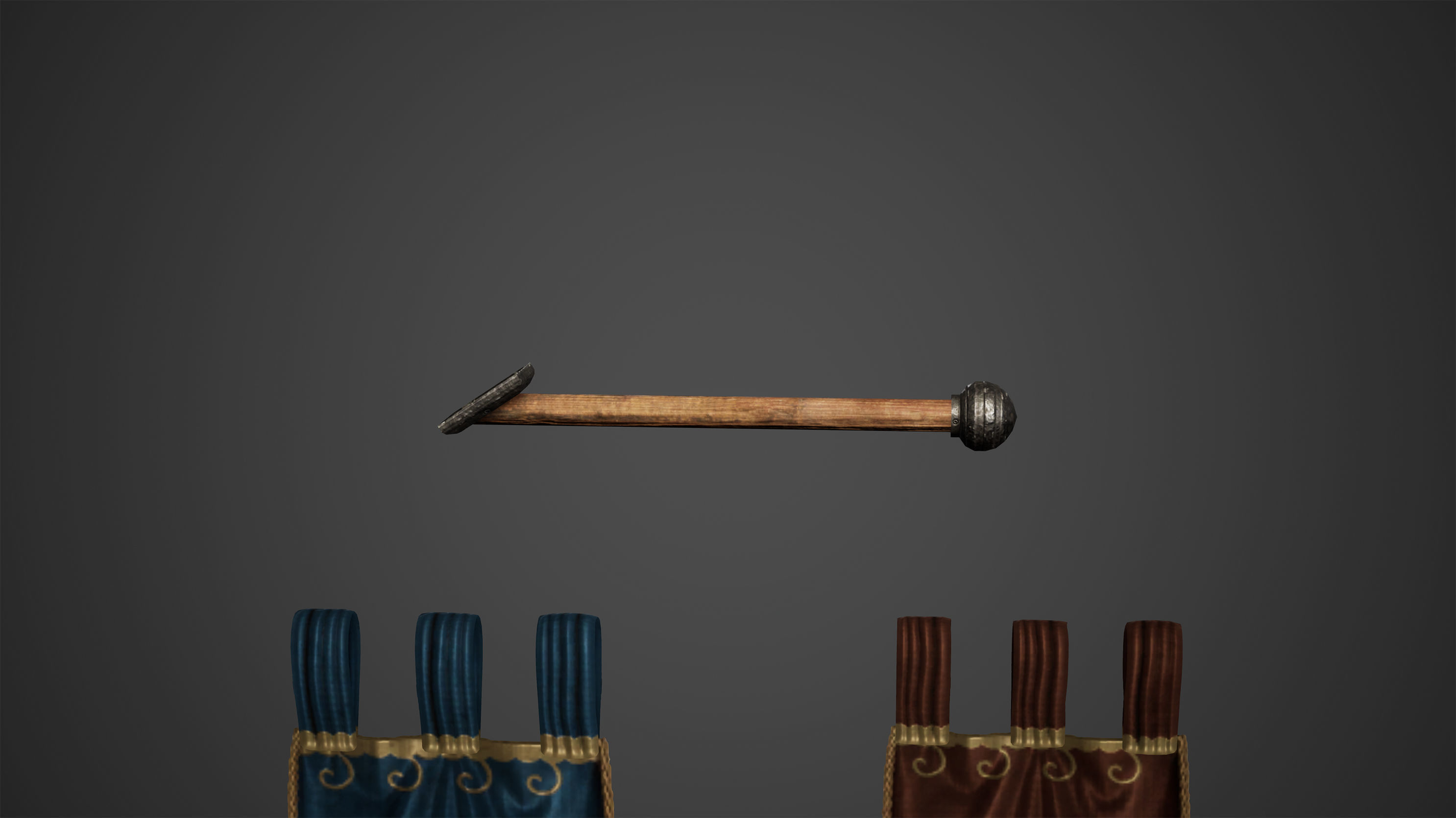 Medieval Hanging Banners and Rack Low Poly Game Ready Low-poly 3D model_2