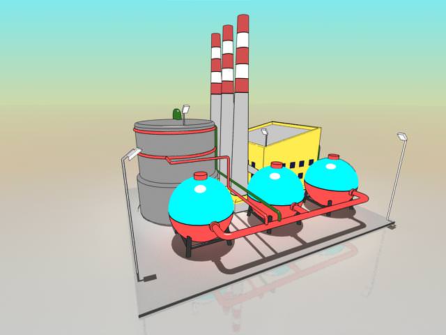 Simple Cartoon Factory 3D model_4