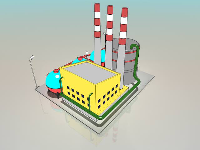 Simple Cartoon Factory 3D model_1