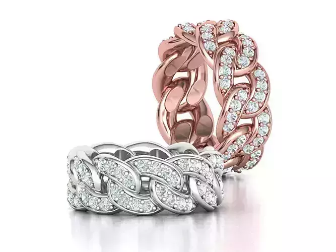 DIAMOND Cuban Link Heavy Chain Ring 9mm Wide 7US Size 3dmodel